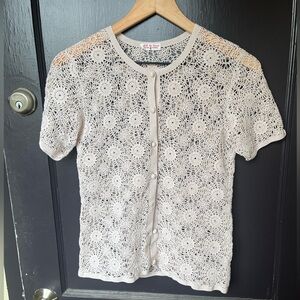 handmade vintage filet crochet button down top